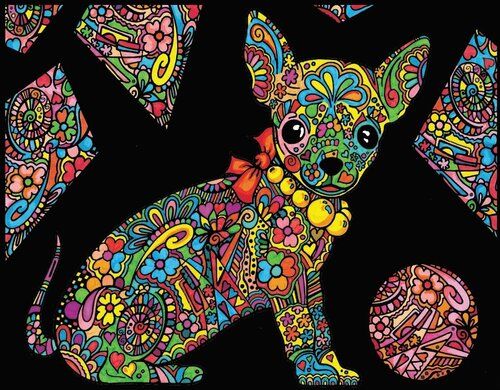 Kolorowanka welwetowa Colorvelvet 47x35 cm Chihuahua + 12 flamastrów Carioca