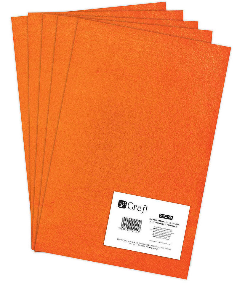 Filc poliestrowy a4 orange 5 szt
