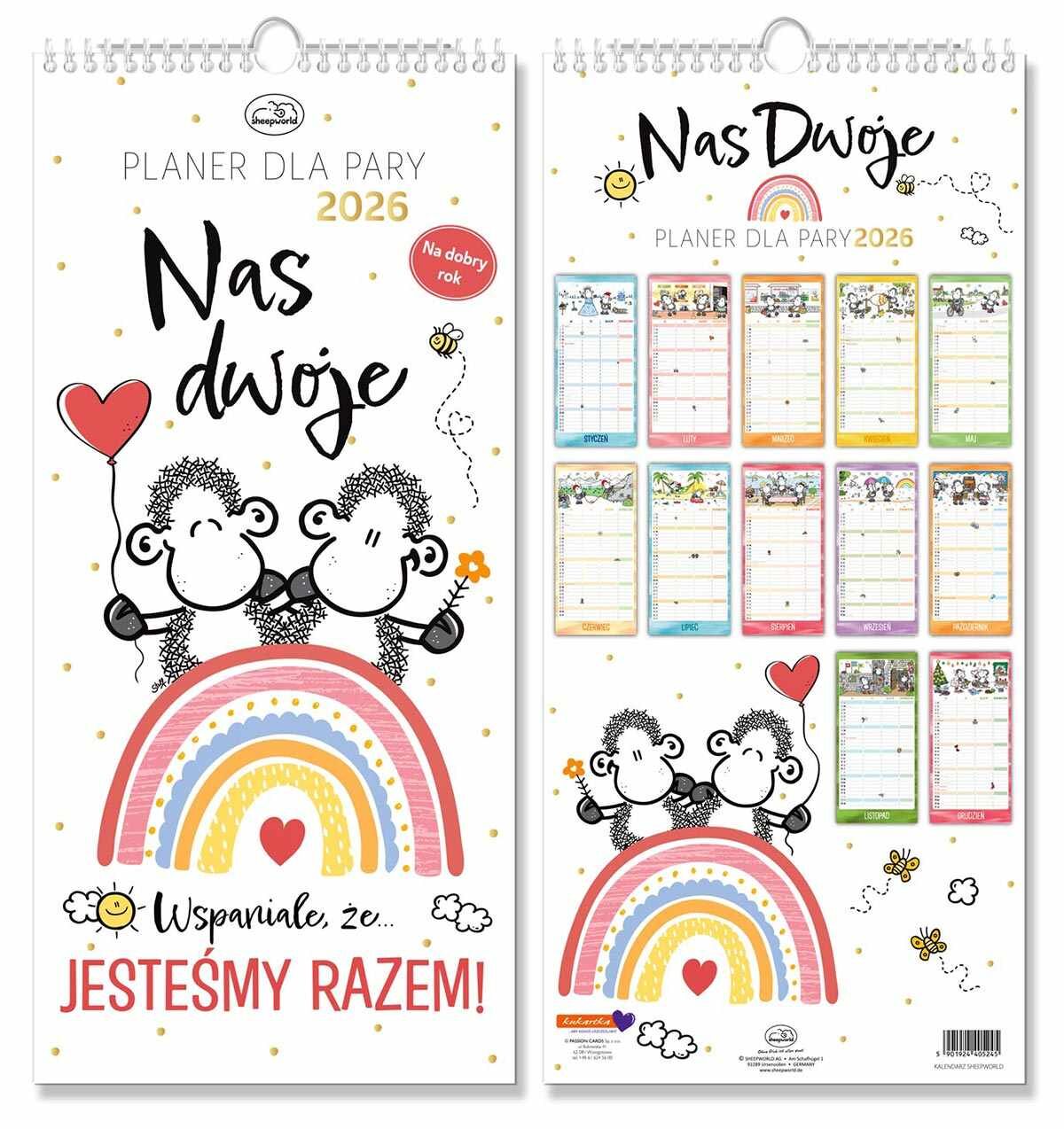 Kalendarz 2026 planer Sheepworld dla pary