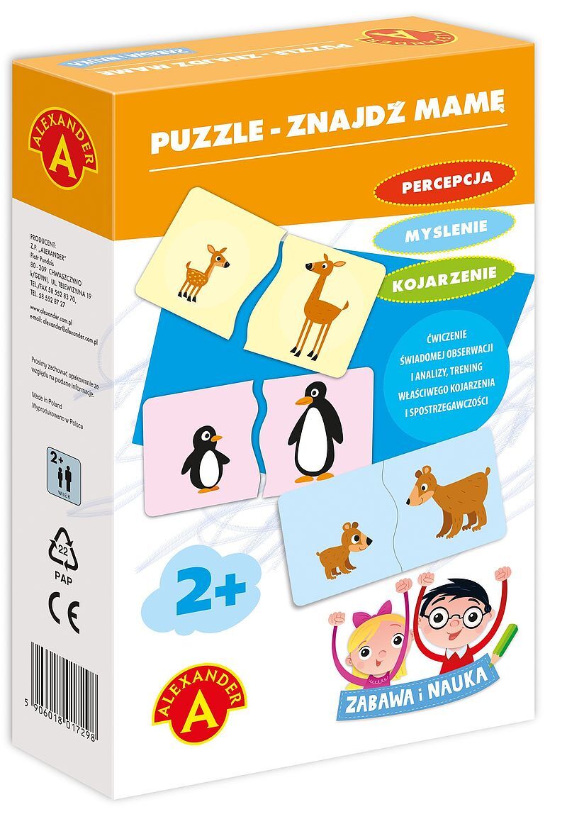 Puzzle znajdź mamę zabawa i nauka