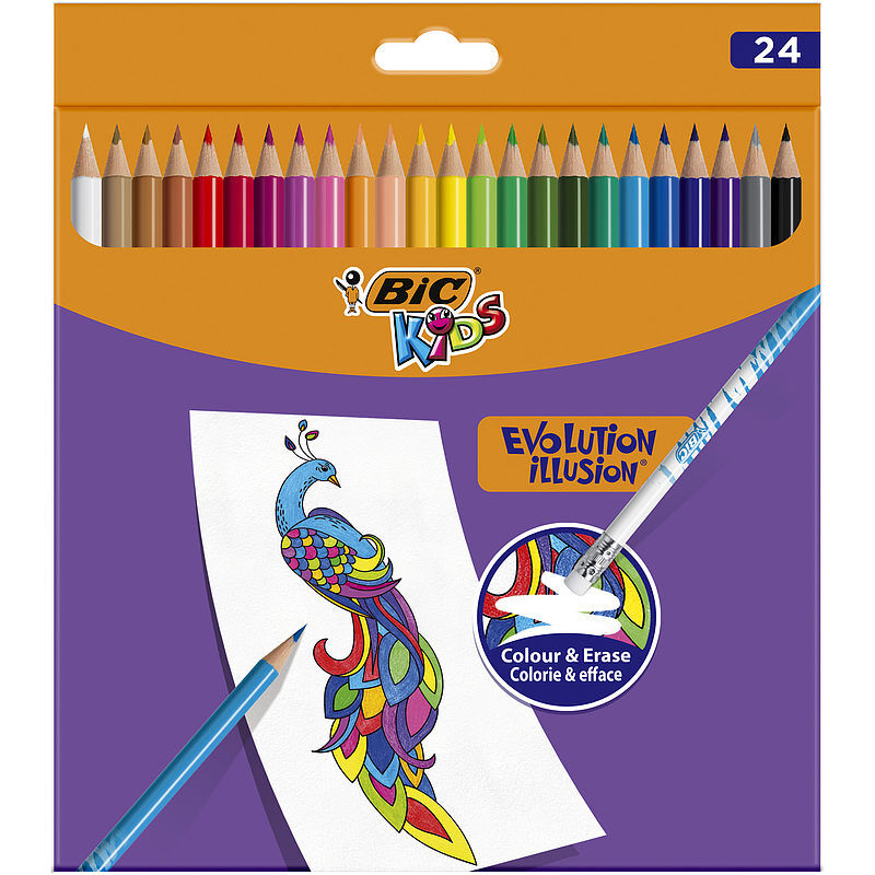 Kredki bic kids evolution illusion ołówkowe pudełko 24 kolory