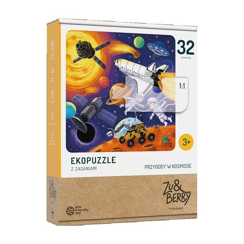 Ekopuzzle z zadaniami przygody w kosmosie 32 elementy
