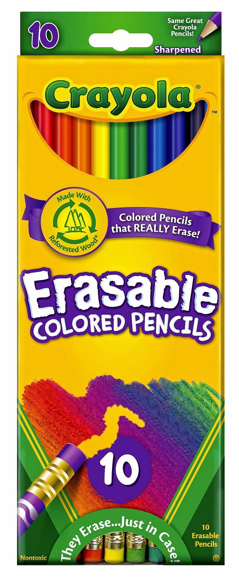 Kredki ołówkowe z gumką ścieralne crayola 10 kolorów