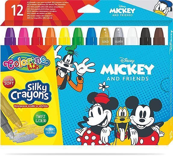 Kredki żelowe wykręcane colorino kids 12 kolorów mickey