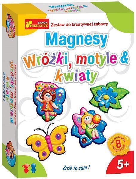 Gipsowe magnesy wróżki  motyle i kwiaty