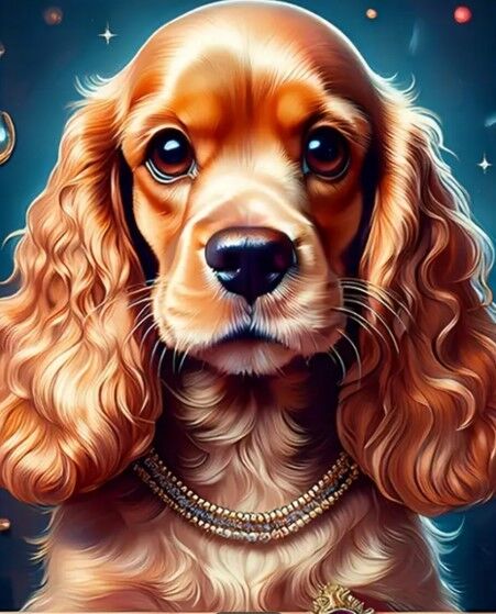 Diamentowa Mozaika Pies Cocker Spaniel z naszyjnikiem NO-2003113
