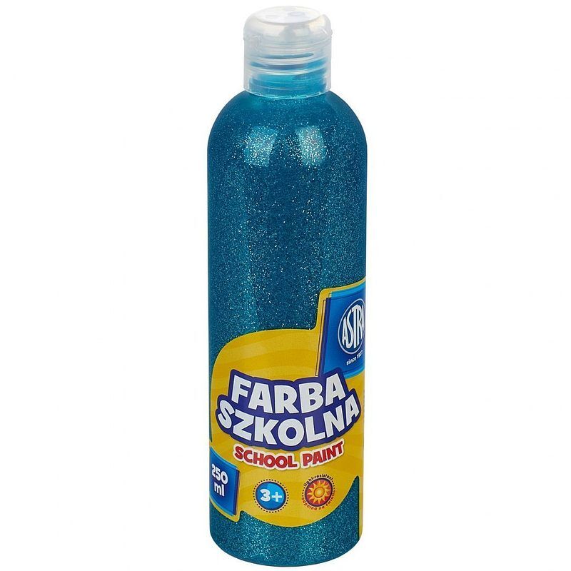 Farba szkolna naturalna tempera astra 250 ml brokatowa turkusowa