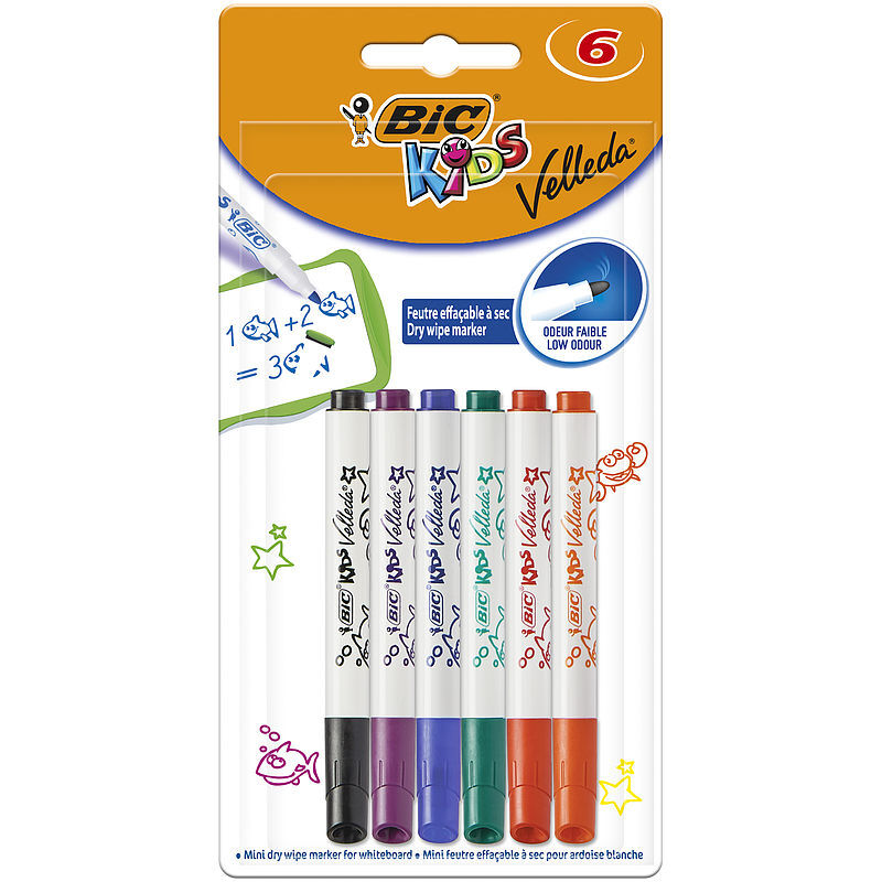 Marker bic kids mini velleda suchościeralny mix blister 6szt