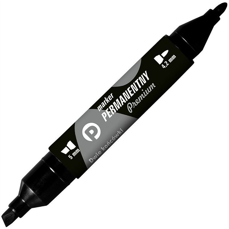 Marker tetis permanentny premium 2 końcówki czarny