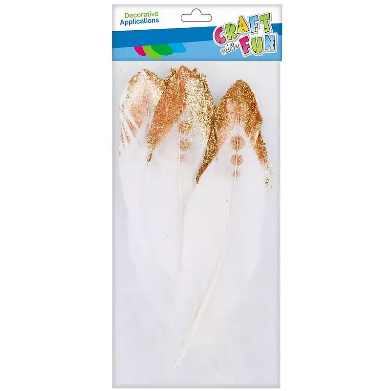 Ozdoba dekoracyjna piórka brokat/złoto 17-22cm 4szt