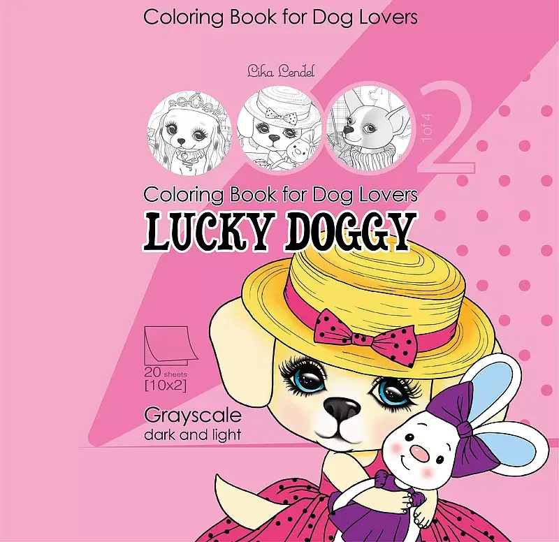 Kolorowanka antystresowa 200x200 20 kartek usztywniana 2d brokat lucky doggy 2