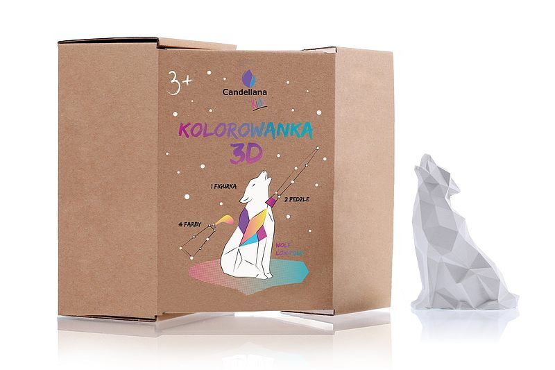 Kolorowanka 3d wilk low poly