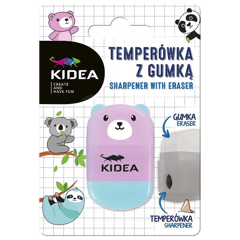 Temperówka z gumką Misie 20 sztuk mix