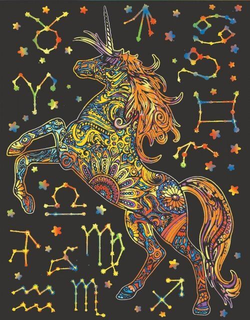 Kolorowanka Welwetowa Colorvelvet 47x35 cm Jednorożec Niebo + 12 flamastrów Carioca