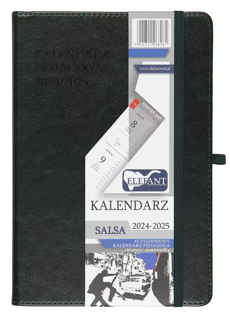 Kalendarz pedagoga 2024/2025 salsa a5 tygodniowy zielony
