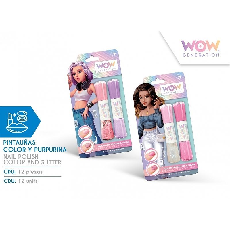 Lakier do paznokci wow kolorowy i brokatowy mix wzorów wow00013