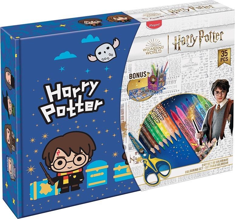 Zestaw do kolorowania 35 elementów harry potter w pudełku