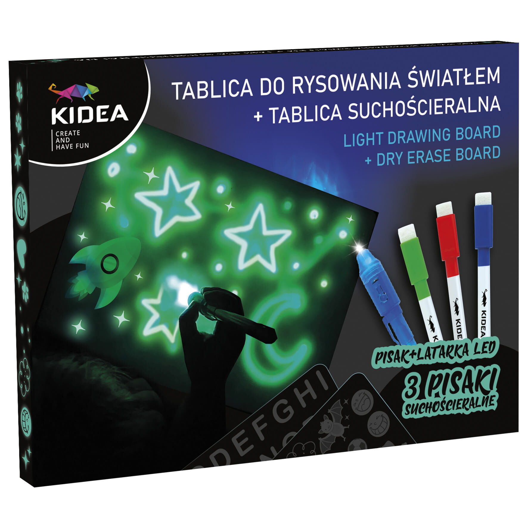 Tablica do rysowania światłem Kidea + tablica suchościeralna