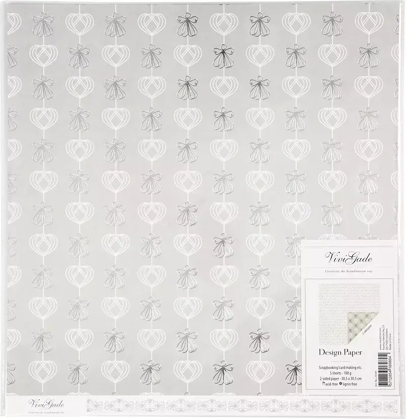 Papier ozdobny silver angels 30,5x30,5cm 180g 3 arkusze edycja limitowana