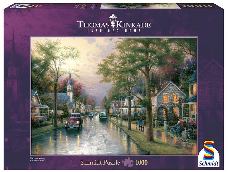 Puzzle 1000 pq poranek w rodzinnym mieście t. Kinkade 103423