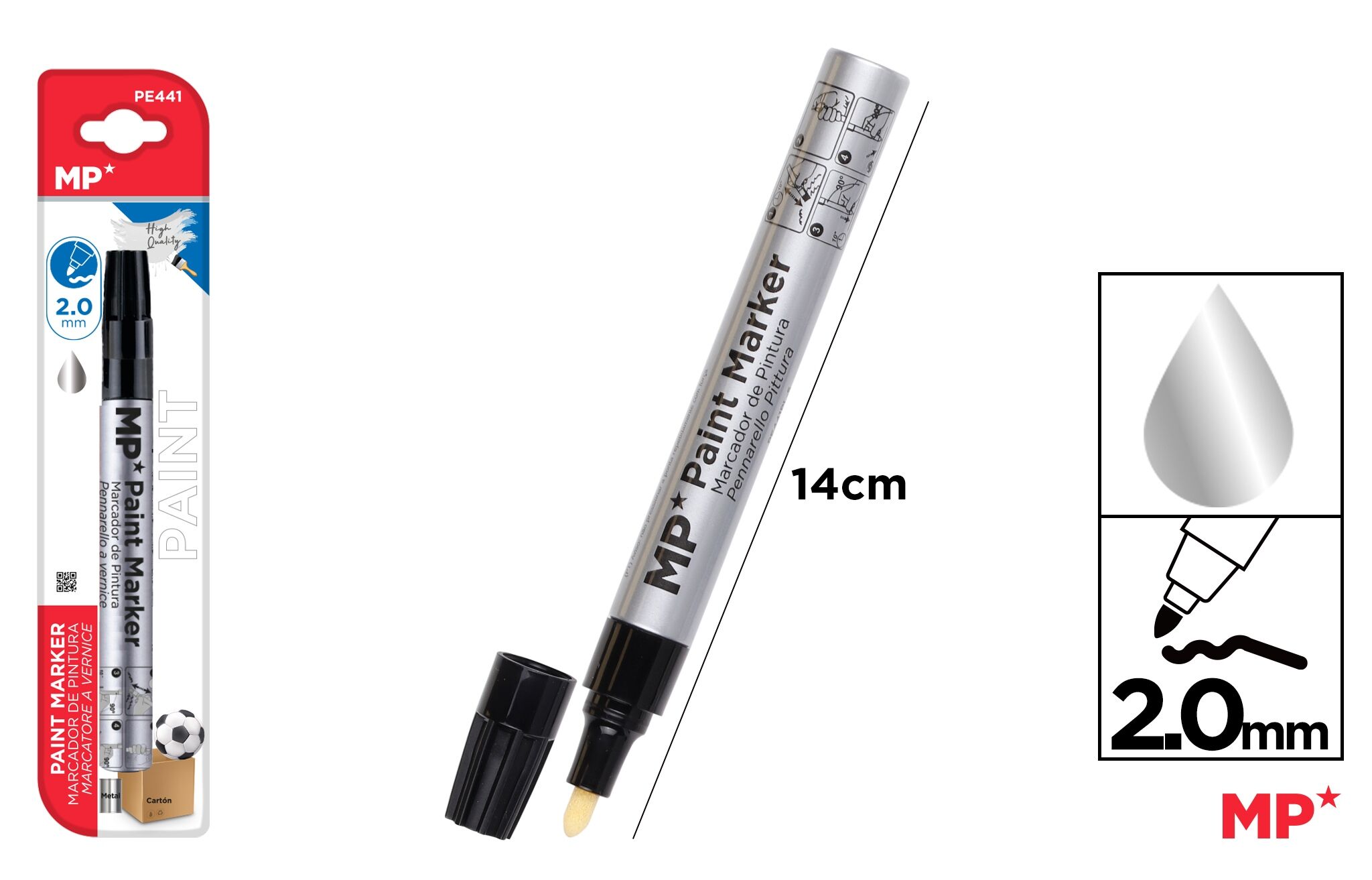 Marker olejowy srebrny MP 3.0mm 1szt.blister
