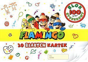 Blok rysunkowy biały A4, 20 kartek Flamingo