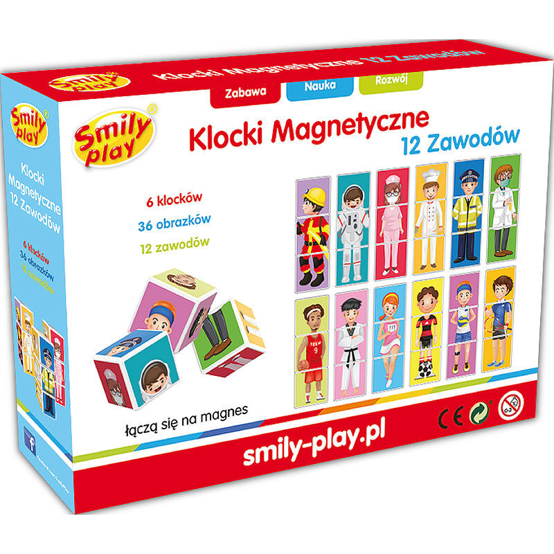 Klocki magnetyczne 12 zawodów Smily Play