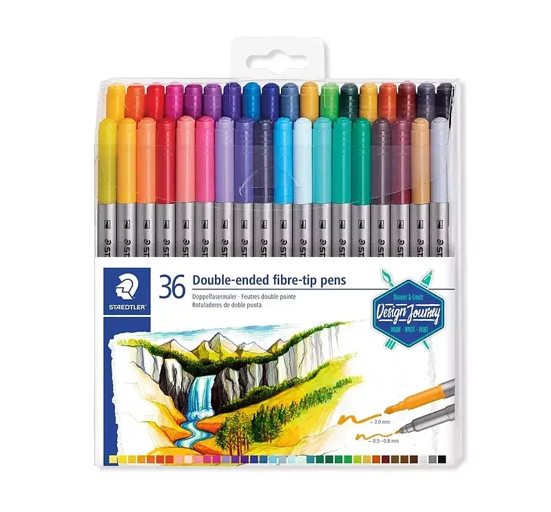Flamastry dwustronne design journey 36 kolorów staedtler