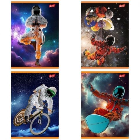 Paczka Zeszyt A5 32k. linia dwukolorowa Spaceman mix pakiet 15 sztuk