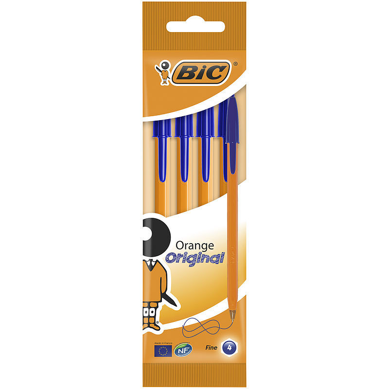 Długopis bic orange original fine niebieski pouch 4szt