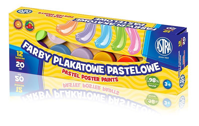 Farby plakatowe pastelowe 12 kolorów