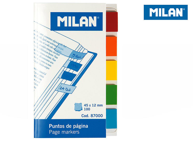 Zakładki indeksujące milan transparentne 45 x 12 mm, 100 sztuk