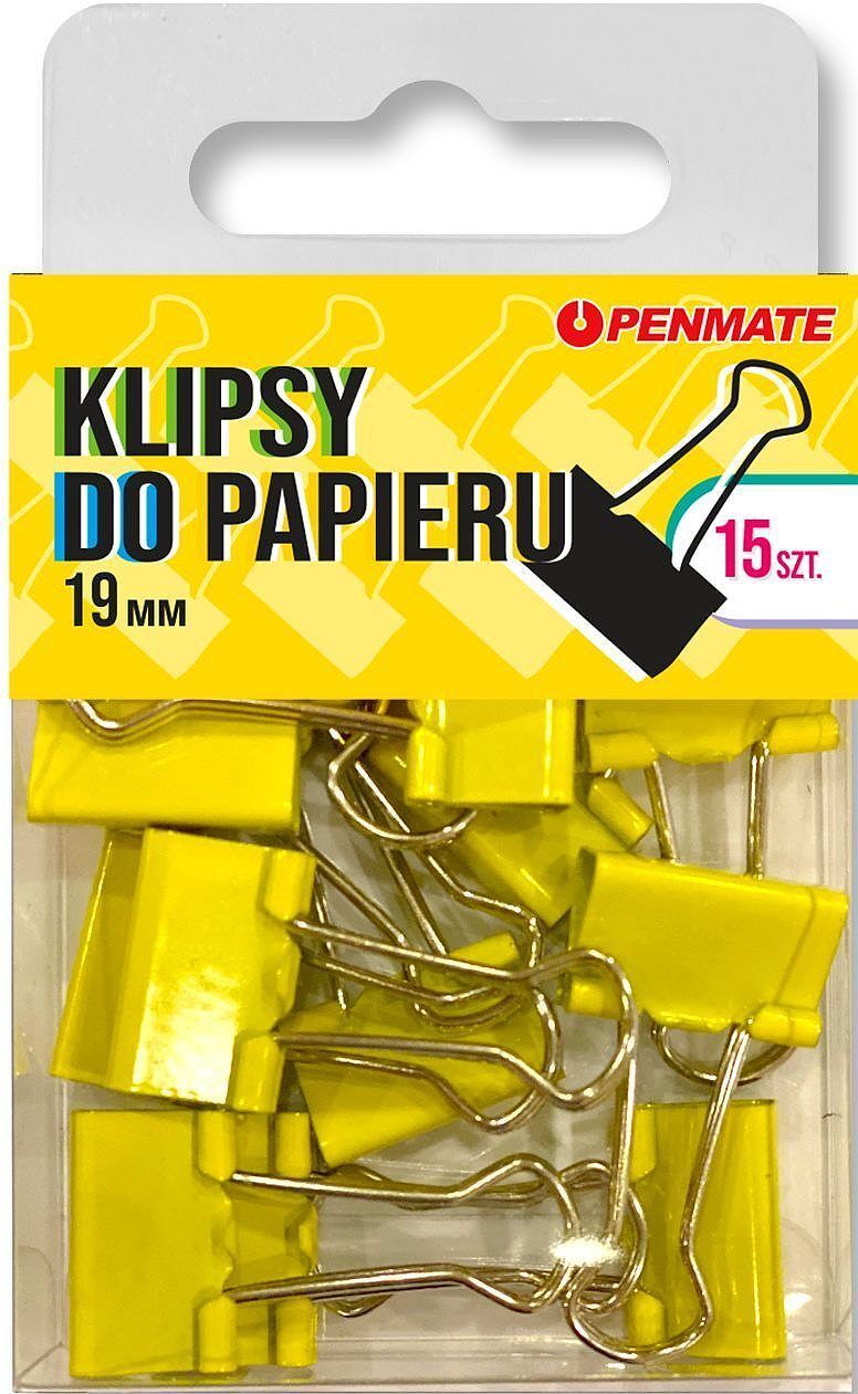 Klipsy do papieru penmate żółte 19 mm tt8322