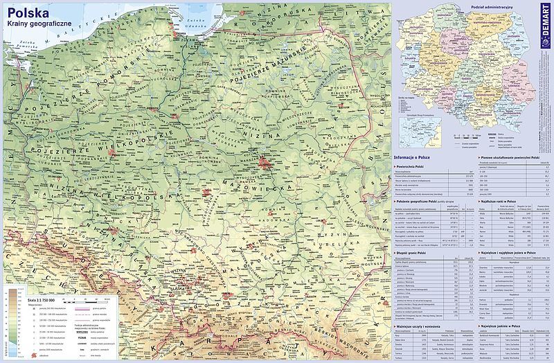 Podkładka na biurko mapa polski fizyczna