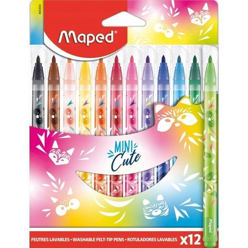 Flamastry mini cute maped 12 kolorów