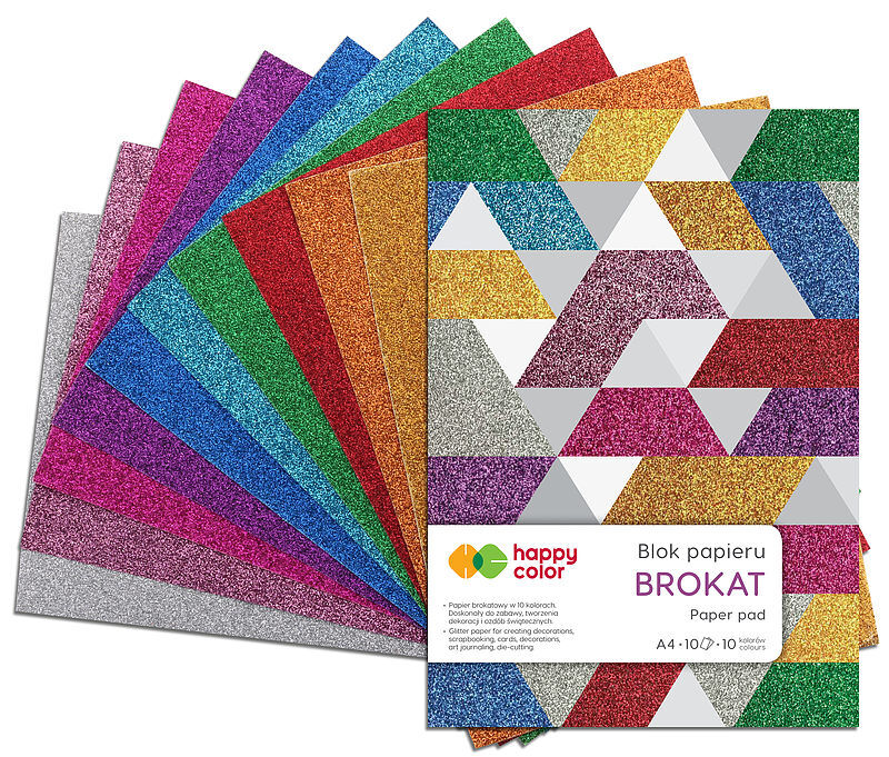 Blok happy color a4 10 kolorów brokat 10 arkuszy 150g