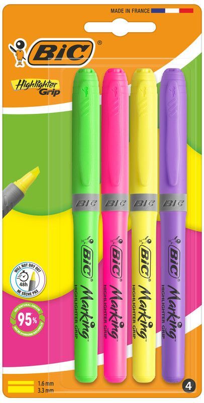 Zakreślacz BIC Neon Highlighter Grip blister 4 kolory