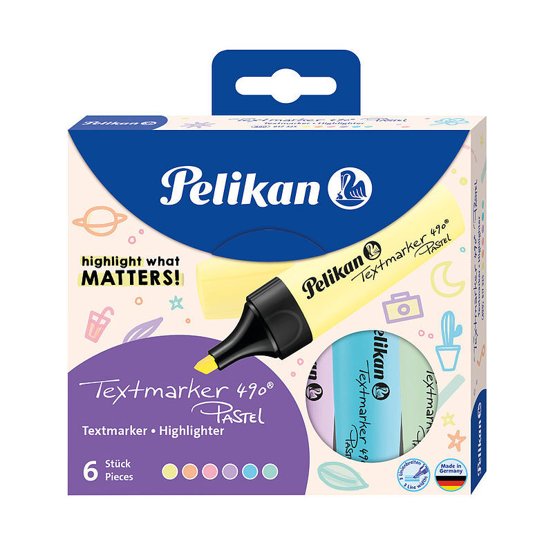Zakreślacz 490 pelikan pastel 6 kolory