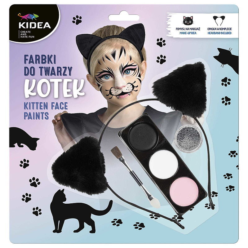 Farby do twarzy zestaw z opaską kotek kidea