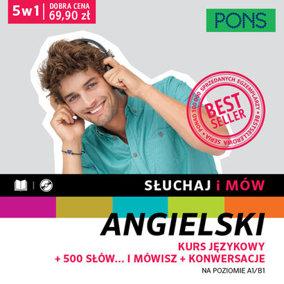 Słuchaj i mów PONS Kurs angielskiego, konwersacje, 500 słów A1/B1 z nagraniami Pięć książek w pakiecie