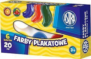 Farby plakatowe Astra 6 kolorów - 20 ml