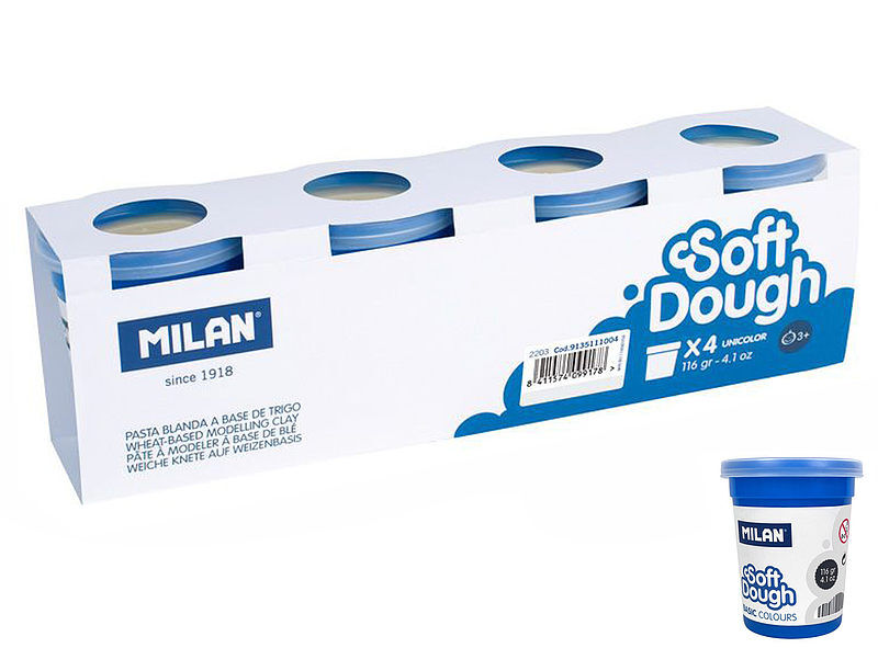 Ciastolina milan basic 4 słoiczki x 116 g biała