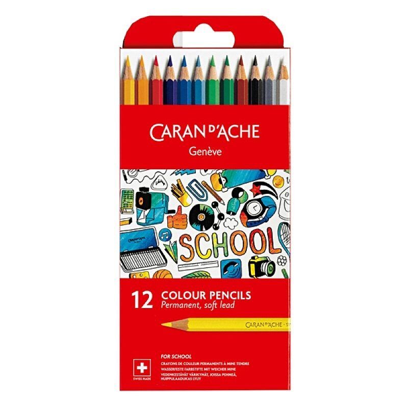 Kredki permanentne caran d'ache 12 kolorów school line