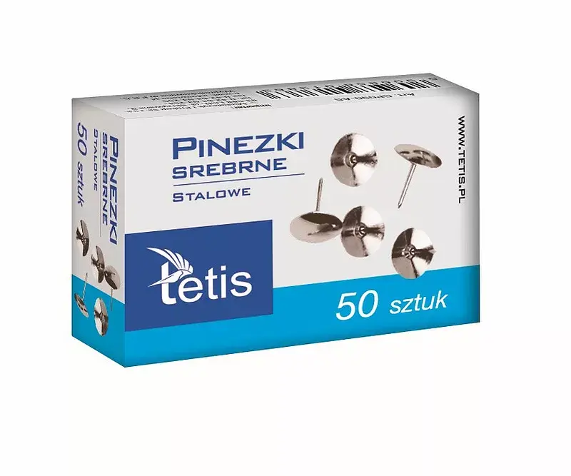 Pinezki srebrne 50 szt paczka 10 sztuk
