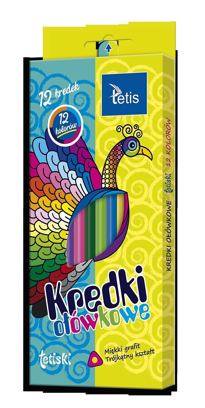 Kredki ołówkowe tetis trójkątne 12 kolorów