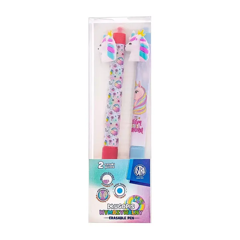 Długopis automatyczny wymazywalny z gumowym uchwytem astrapen oops pastel line unicorn  2 szt