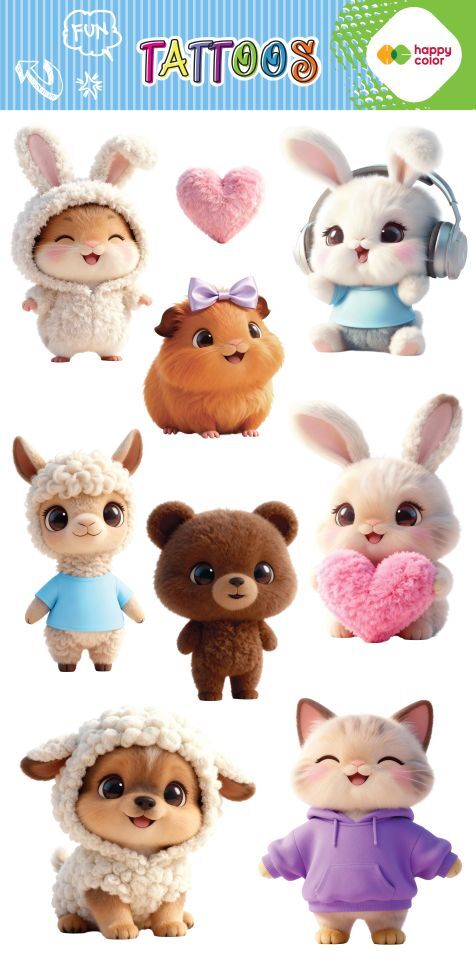 Tatuaże zmywalne SWEET KAWAII 100x200mm Happy Color