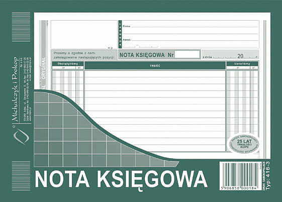 Nota księgowa a5