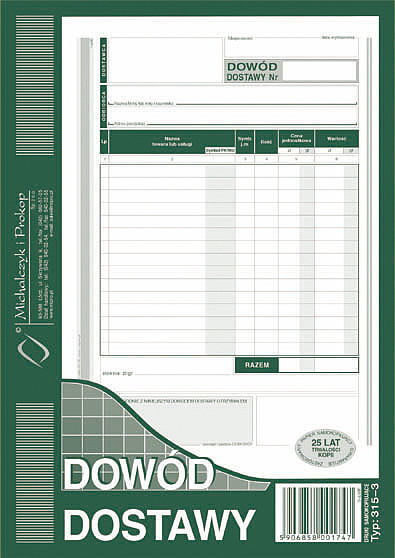 Dowód dostawy a5