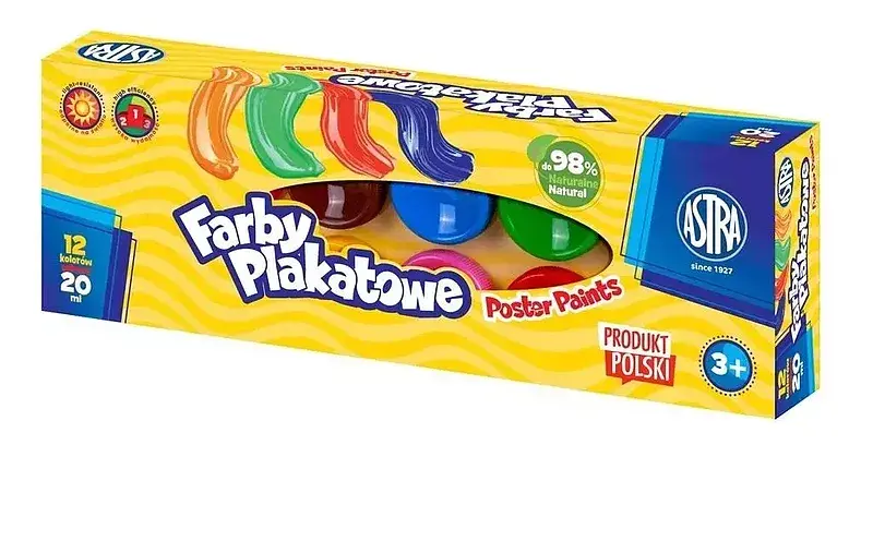Farby plakatowe astra 12 kolorów